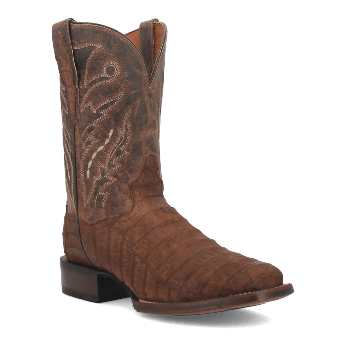 Dan Post Men's Mickey Genuine Caiman Belly Square Toe Boots - Tan - 7D