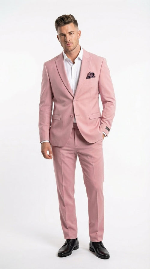 Vitali Brand Modern Fit Mens Light Pink Formal Suit - Blush Color
