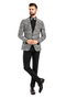 Men’s Black and Silver Paisley Tuxedo Jacket – Slim Fit Dinner Blazer with Matching Bow Tie with Black Pants