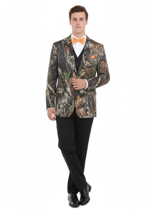 Mens Camo Sport Jacket - Camouflage Blazer - Camo Sport Coat in Green and Brown Color