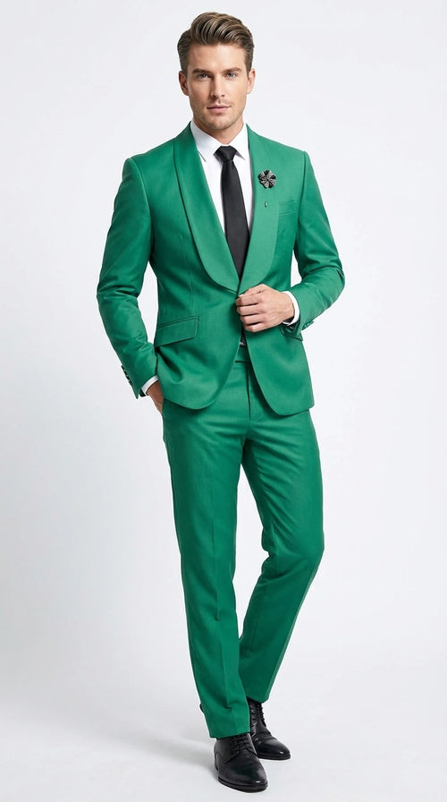 Mens Augusta Green Emerald Light Green Suit Slim Fit 2 Piece Formal Suit for Wedding, Prom and Evening Events