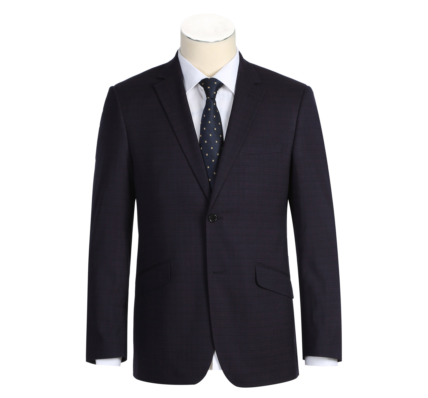 293-13 Men's Classic Fit Single Breasted Black Micro Check Notch Lapel Suits - 38Lx32W