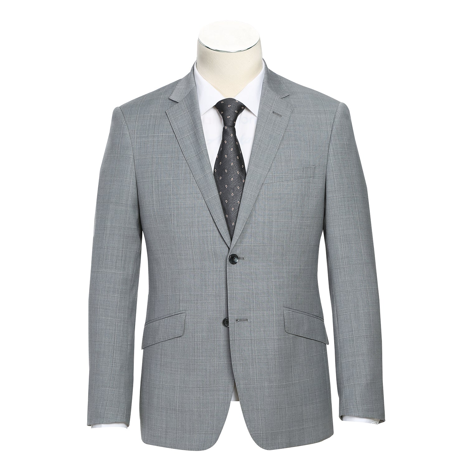 564-1 Men's Classic Fit Wool Blend Stretch Checked Suit - 38Lx32W