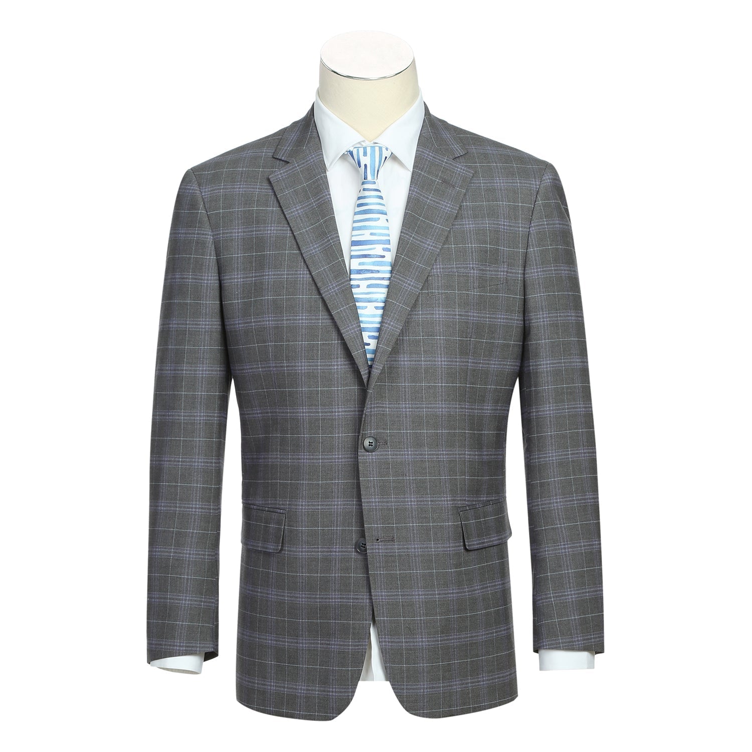 293-25 Men's Classic Fit Checked Suits - 38Lx32W