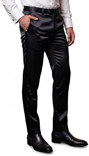 Mens Solid Color Shiny Satin Dress Pants 6VP1010