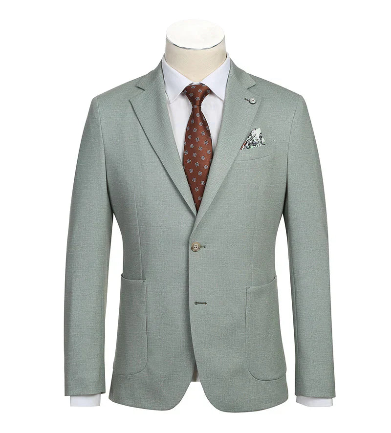 Half Canvas Slim Fit Blazer in Light Sage Gray - 38R