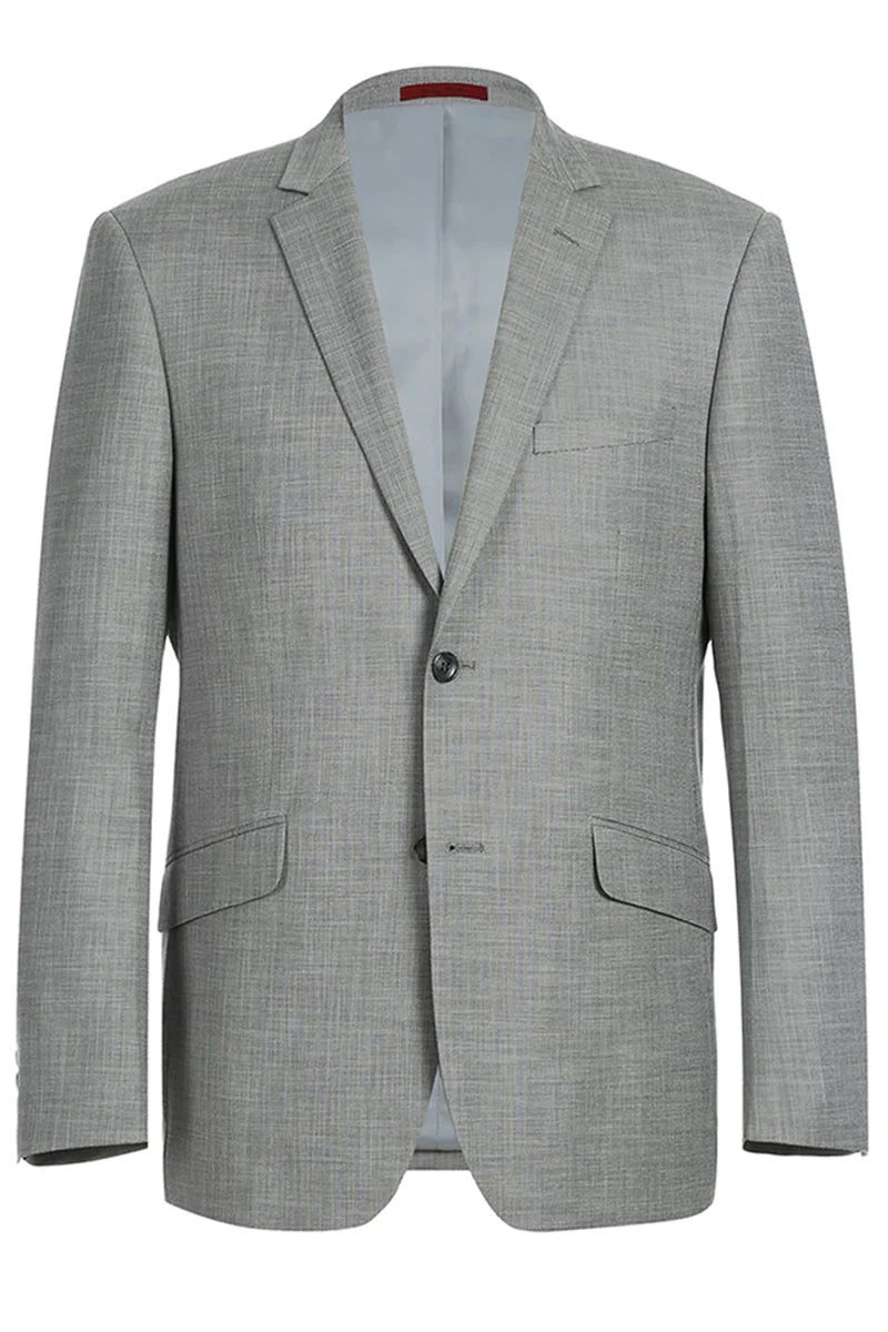 "Light Grey Slim Fit Two Button Men's Suit - Two Piece Hack Pocket" - 34 Short