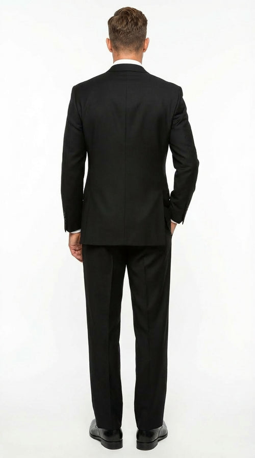 Tiglio Mens Black 3 Piece Suit β Single Button Classic Fit Pleated Wide Leg Pants Formal Business Chruch Suit - 100% Wool