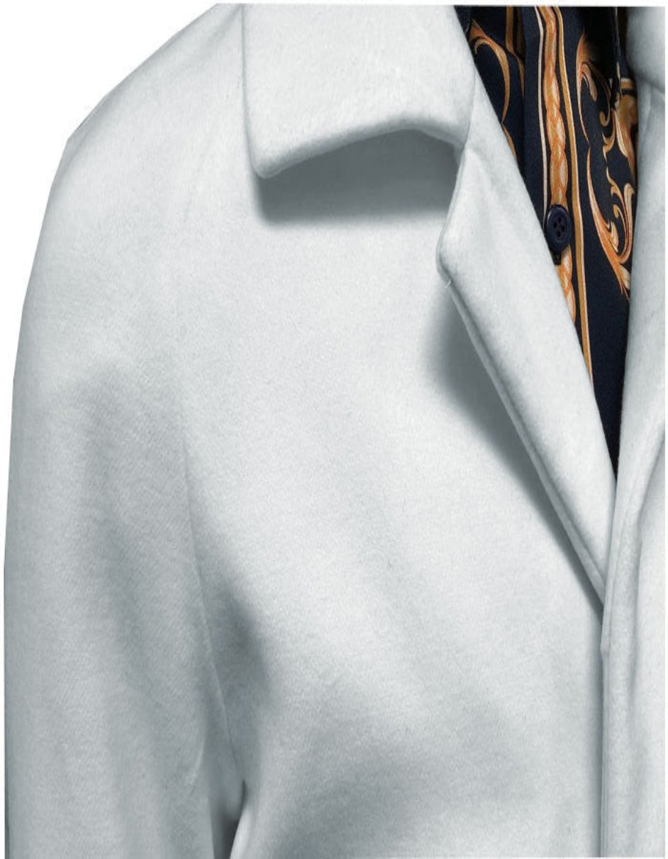 Mens Belted Wool Topcoat Off White Alberto Belt Coat Overcoat - Coat Size 38