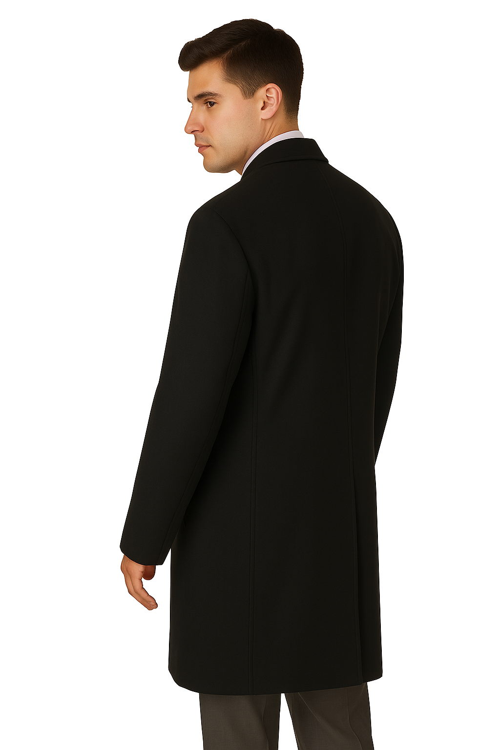 Men's Heavy Wool Overcoat – Classic Full Length Winter Topcoat - 42 Regular