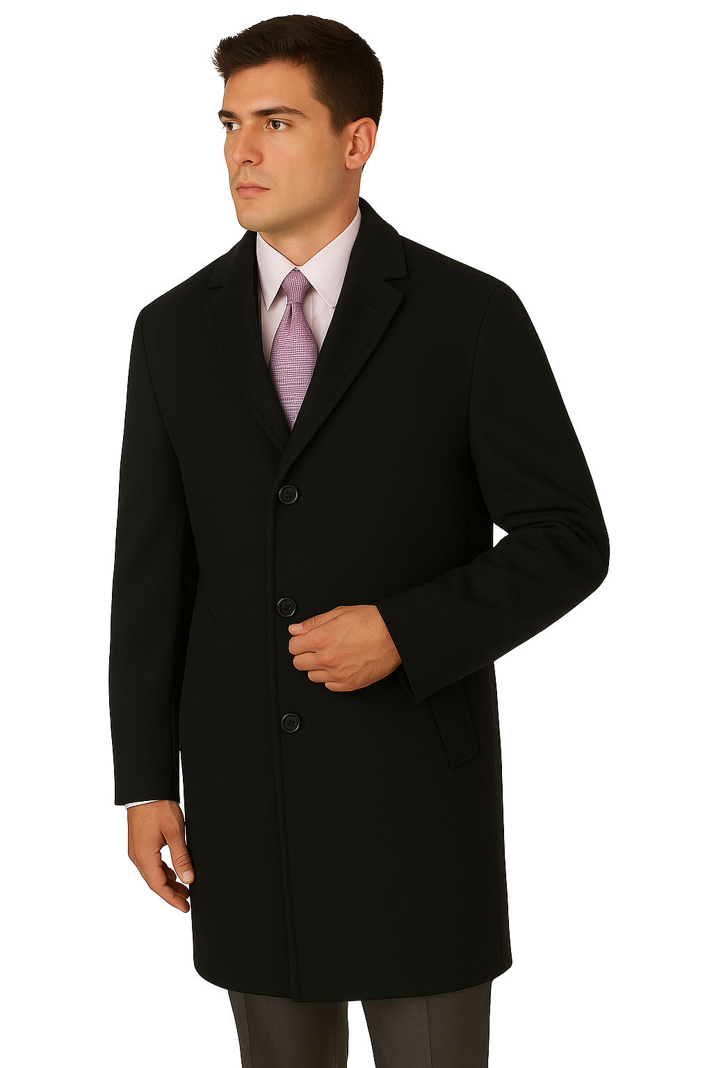 Men's Heavy Wool Overcoat – Classic Full Length Winter Topcoat - 42 Regular