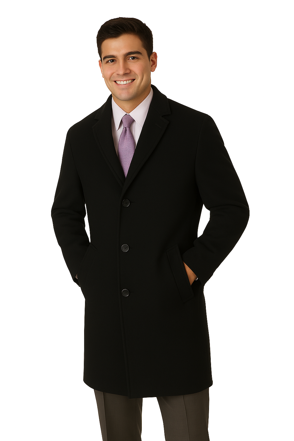 Men's Heavy Wool Overcoat – Classic Full Length Winter Topcoat - 42 Regular