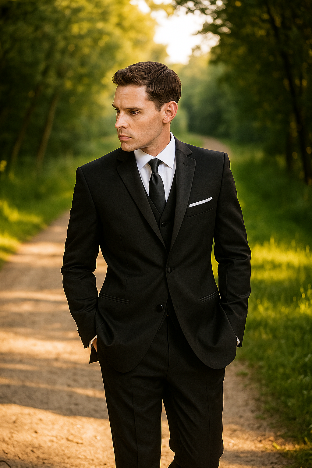 Mantoni Black Wool 2-button 2-Piece Tuxedo - 34 Short or Extra Small