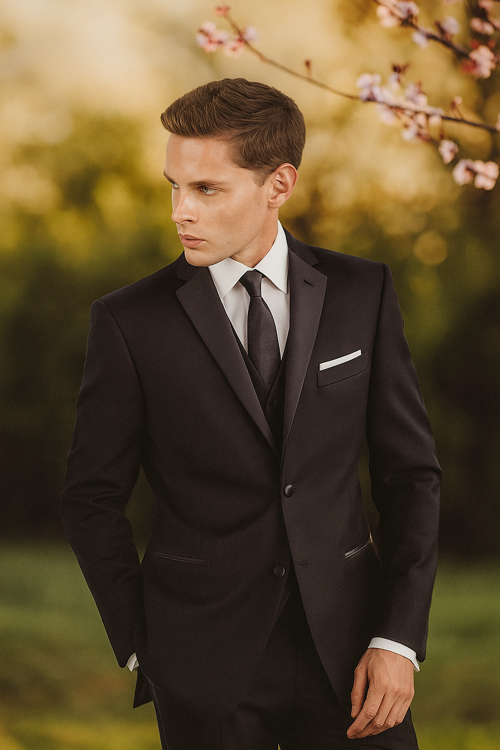 Mantoni Black Wool 2-button 2-Piece Tuxedo - 34 Short or Extra Small