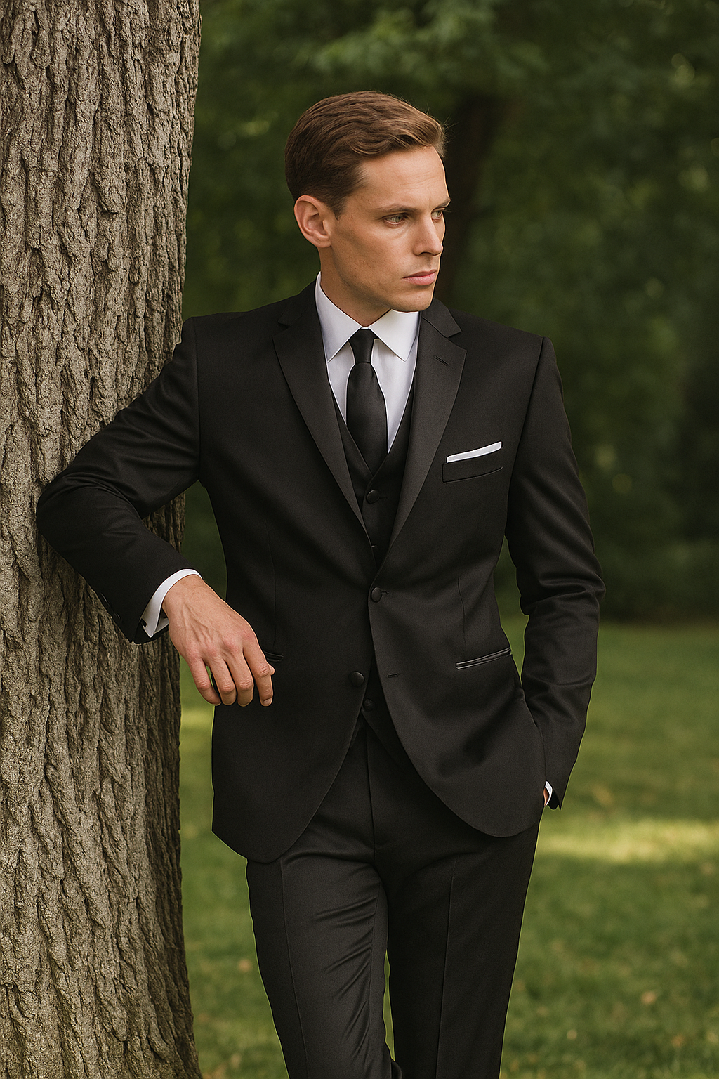 Mantoni Black Wool 2-button 2-Piece Tuxedo - 34 Short or Extra Small