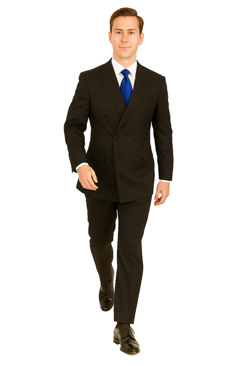 Giorgio Fiorelli Double-Breast Black Stripe Suit