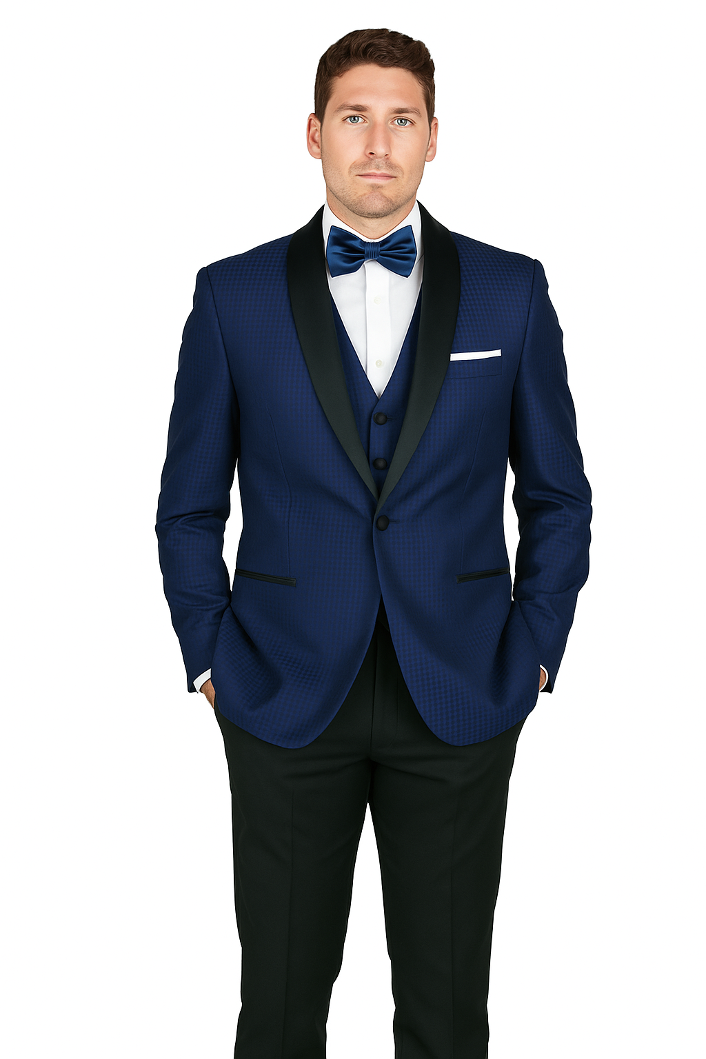 Arlan French-Blue Tuxedo with One Button - 34 Short or Extra Small