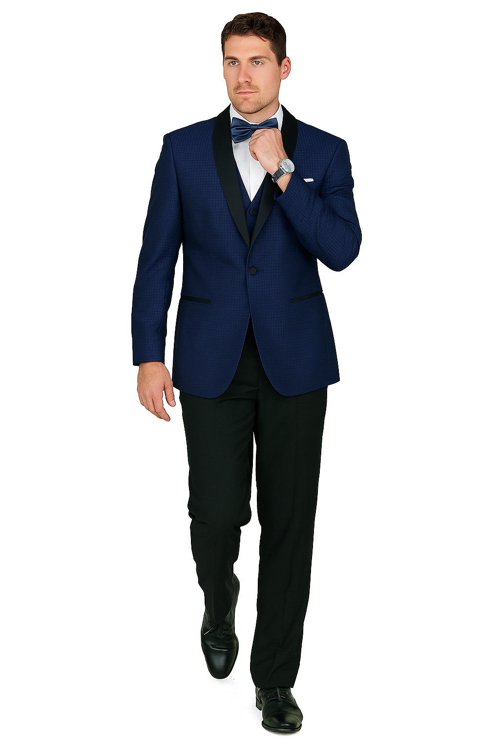 Arlan French-Blue Tuxedo with One Button - 34 Short or Extra Small