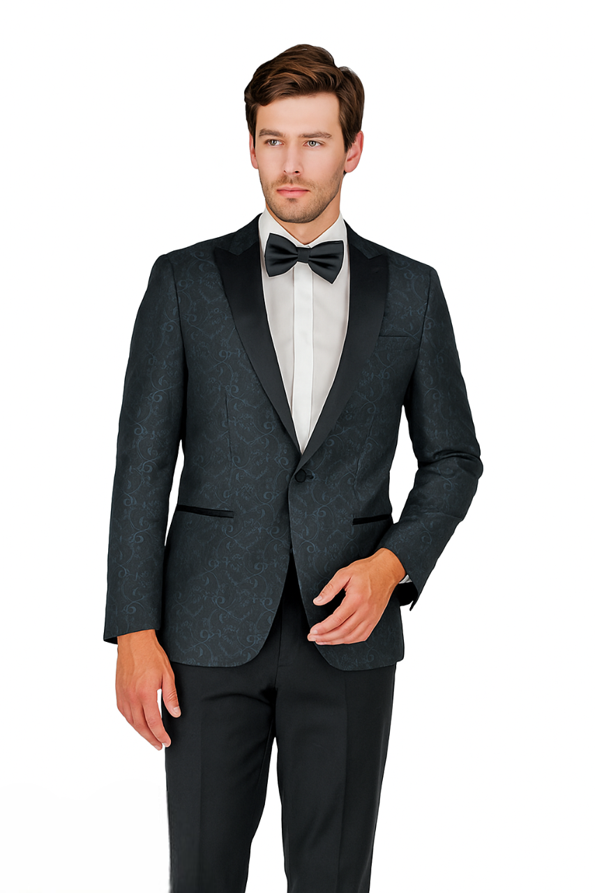 Arlan Paisly Tuxedo by Giorgio Fiorelli in Burgundy/Blue/Black - 34 Short or Extra Small
