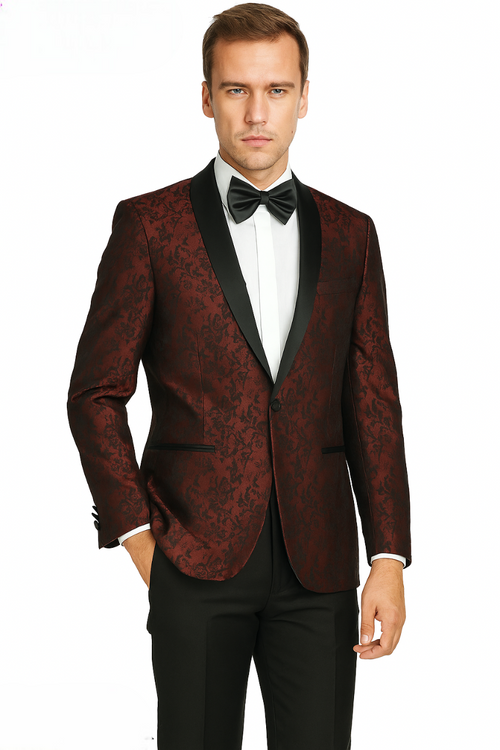 Shawl Paisly Tuxedo by Giorgio Fiorelli in Burgundy, Gray, Blue