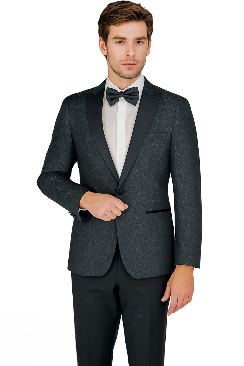 Arlan Paisly Tuxedo by Giorgio Fiorelli in Burgundy/Blue/Black - 34 Short or Extra Small