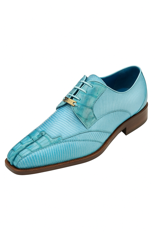 Men's Belvedere Valter Blue Genuine Crocodile Lizard Skin Dress Shoes-New Designer Collection