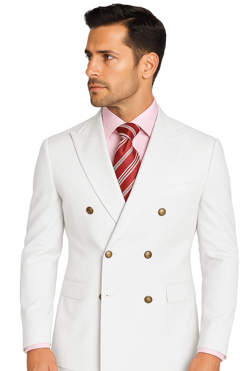 Men's High Quality Snow White Men's Double Breasted Suits Jacket Blazer Dinner Jacket