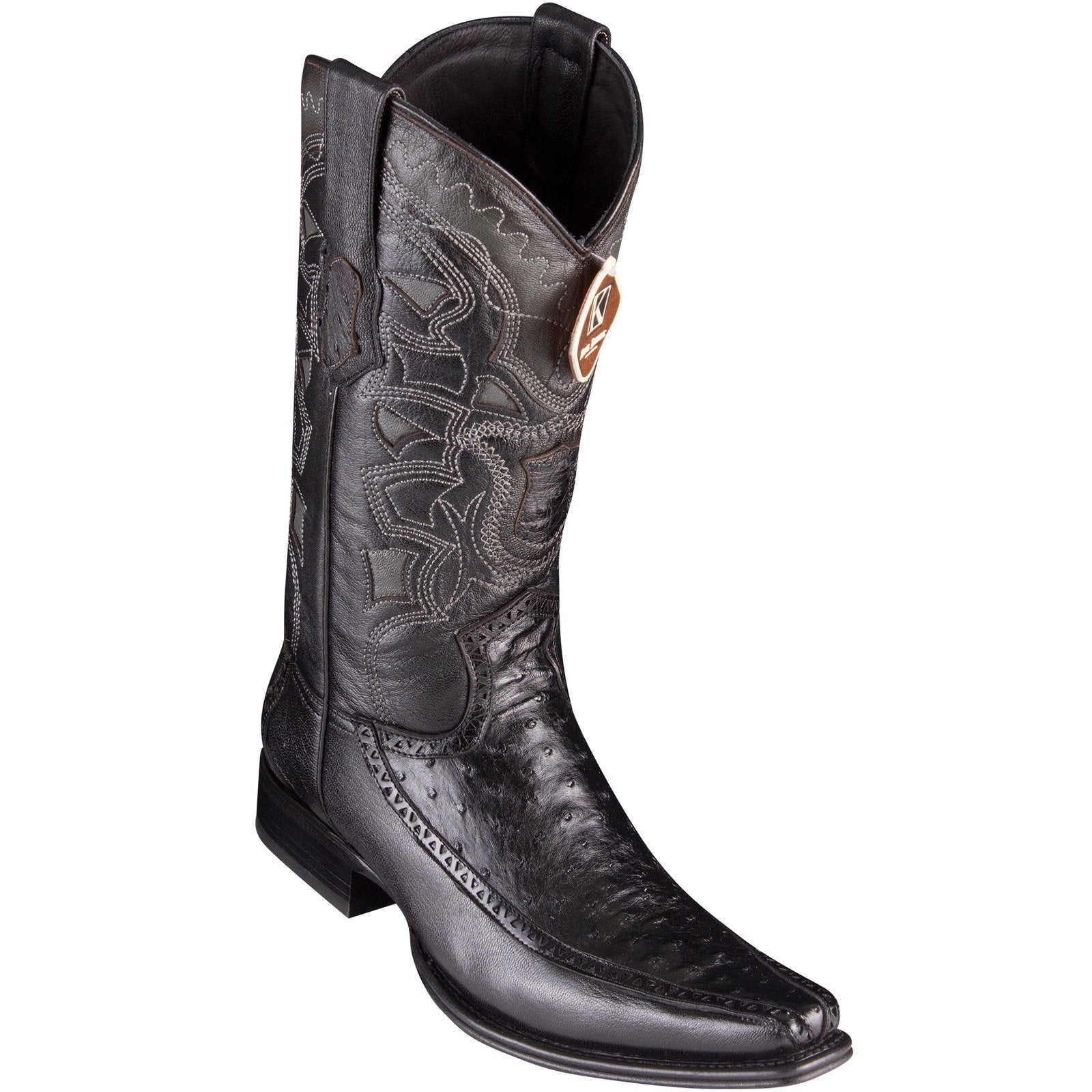 King Exotic Men's Ostrich Black Cowboy Boots - H76 European Toe - EE