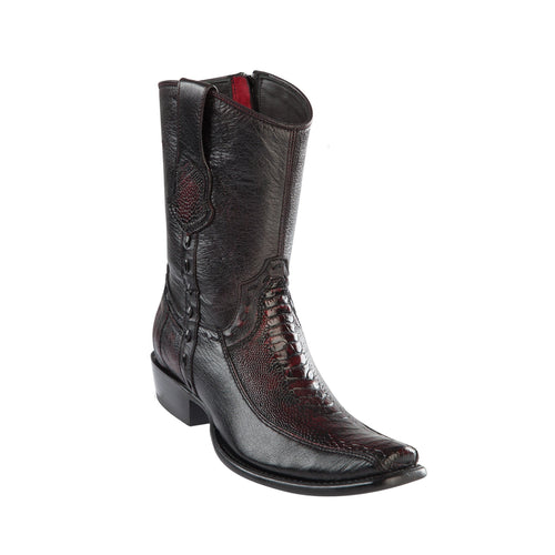 Black Cherry Ostrich Leg Mens Ankle Cowboy Boots