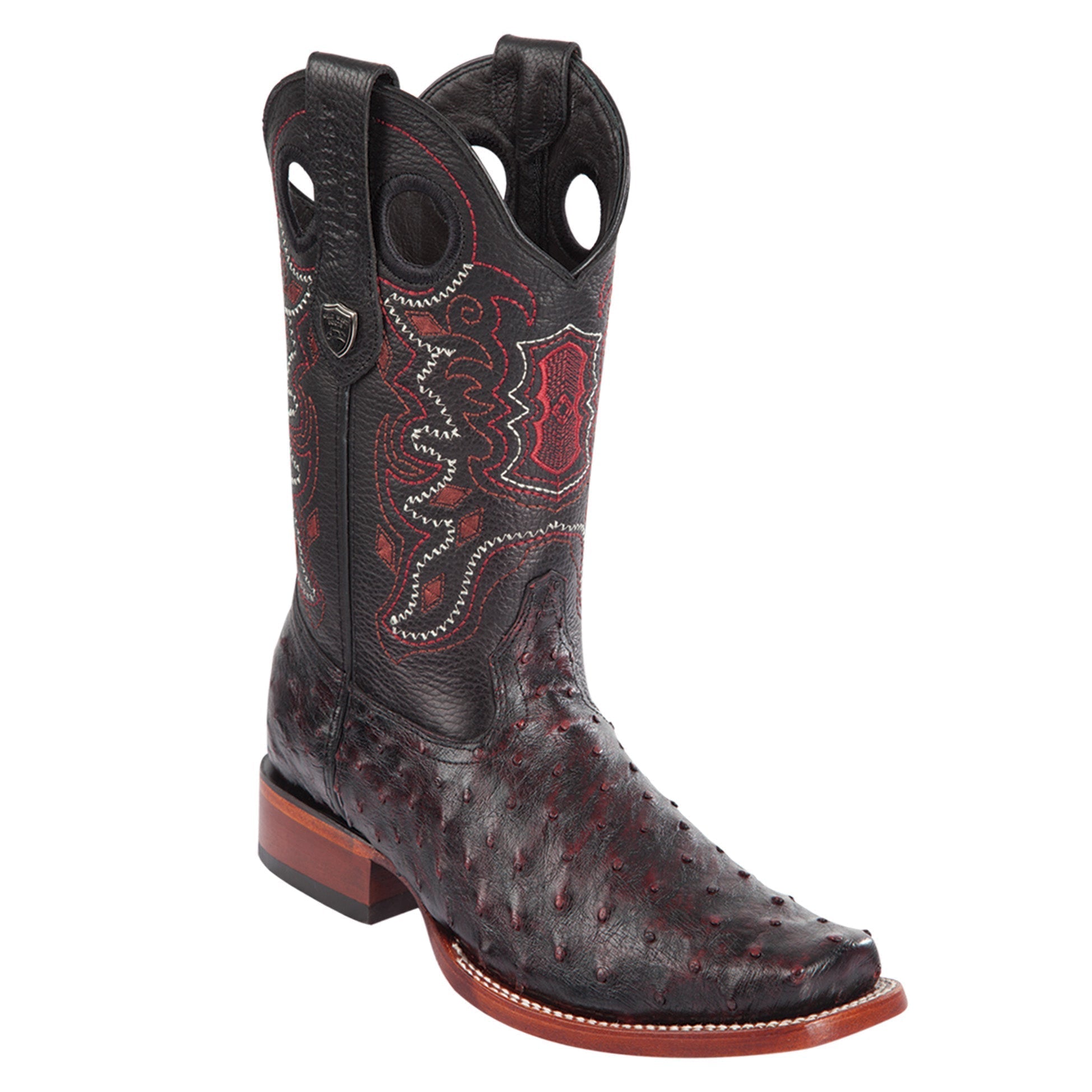 Ostrich Boots Wild Rodeo Toe - Black Cherry