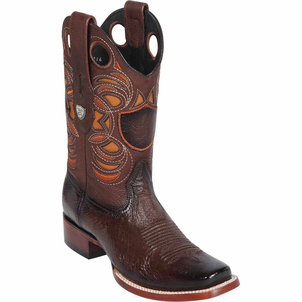 Brown ostrich square toe boots