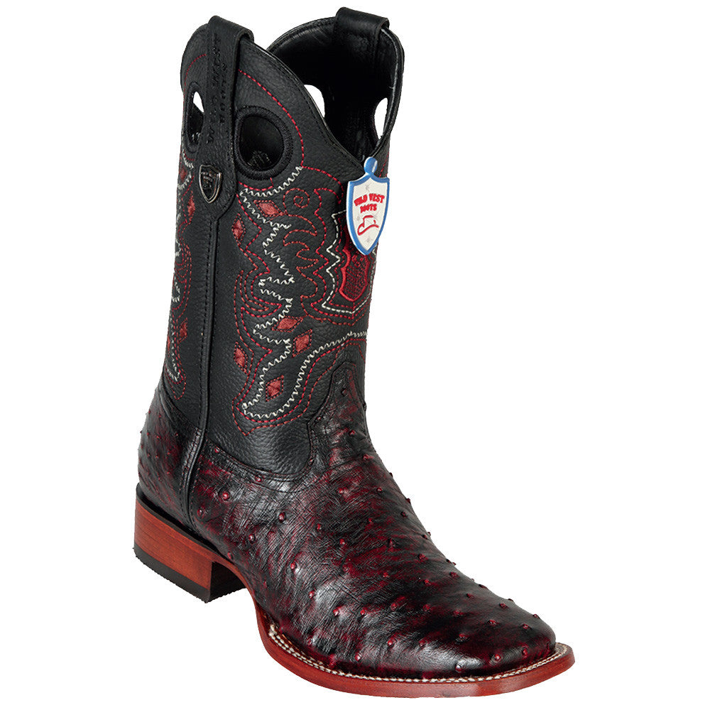 Black Cherry Ostrich Cowboy Boots - EE