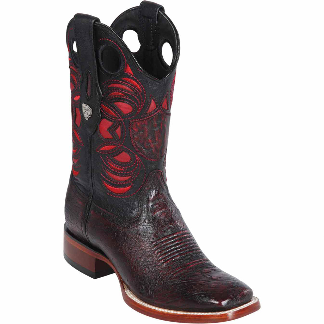 Black Cherry Ostrich Belly Ranch Toe Boots - EE