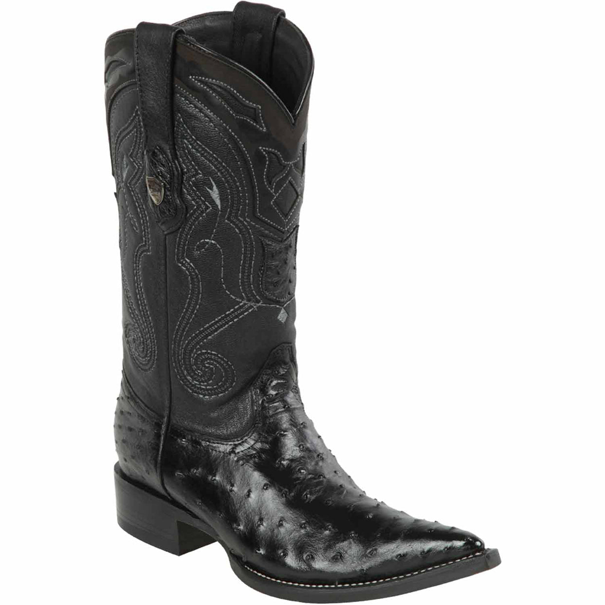 Black Pointed Toe Ostrich Boots - EE
