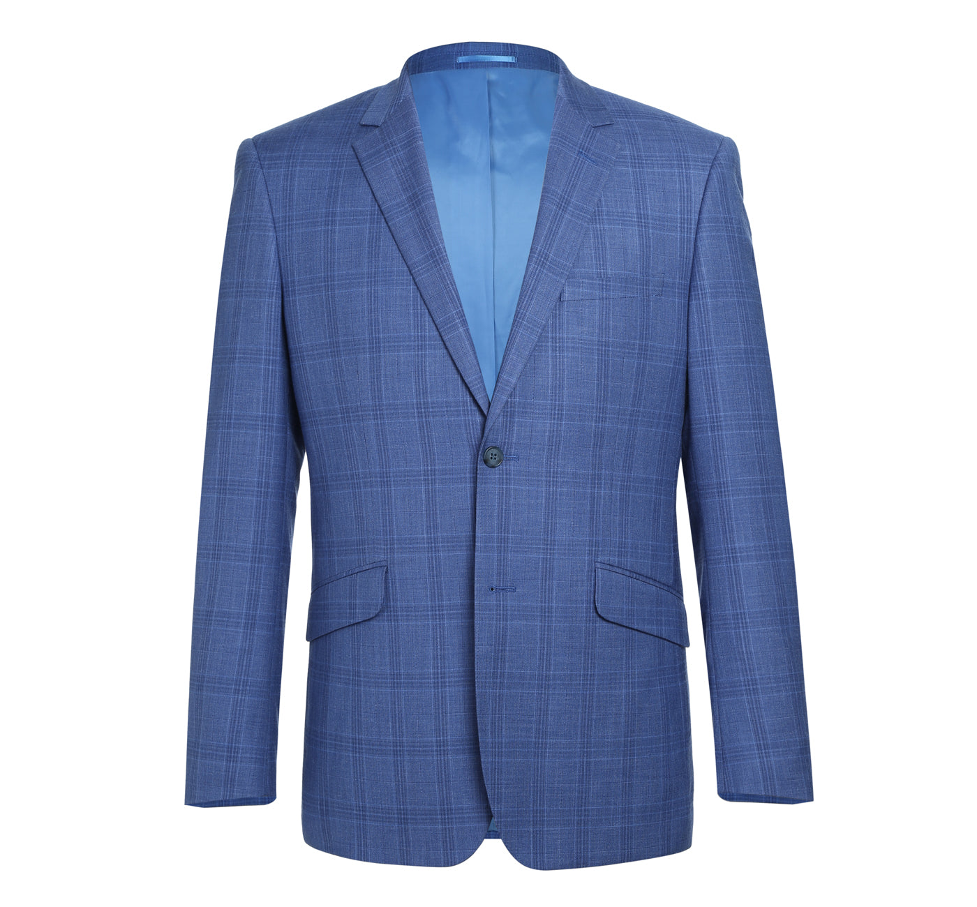 293-10 Men's 2-Piece Slim Fit Windowpane Check Dress Stretch Suit - 38Lx32W