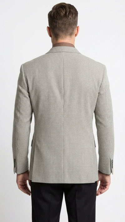 Mens Black and White Houndstooth Blazer Jacket, Classic Formal Sport Coat for Business, Wedding and Dress Wear