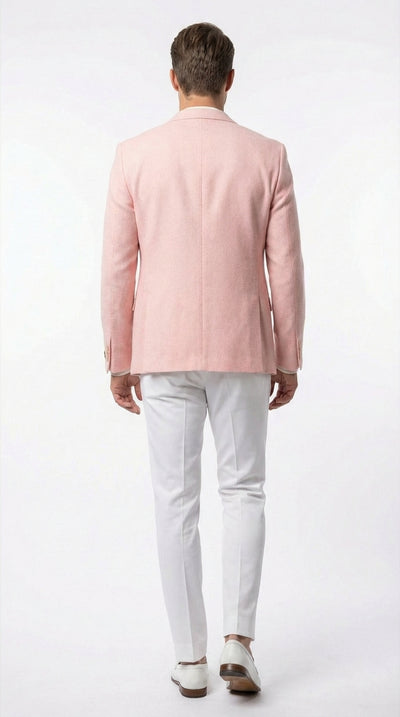 Mens Peach Pink Blazer Jacket Modern Formal Sport Coat for Wedding, Party and Business Wear - Summer Jacket