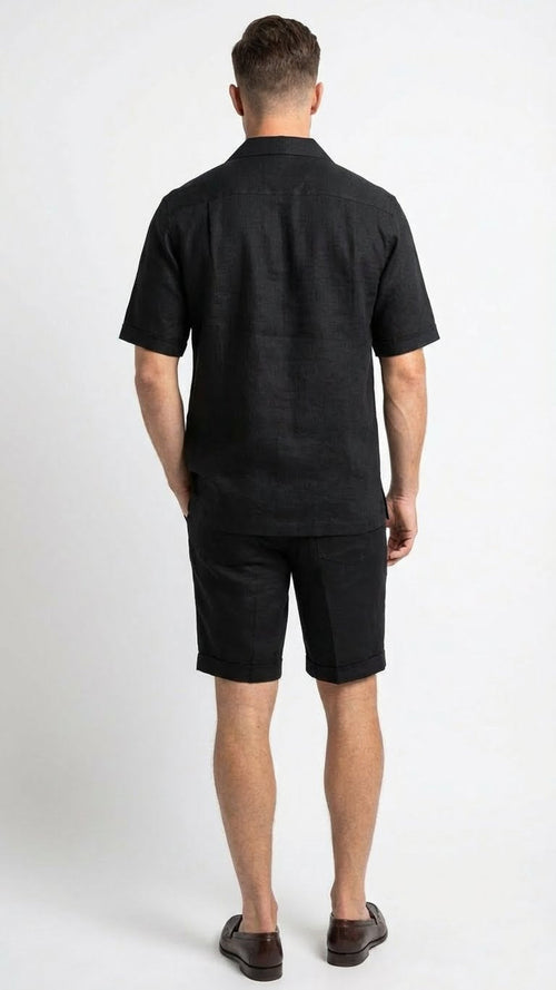 Mens Black Walking Suit with Short Classic Leisure and Casual Outfit