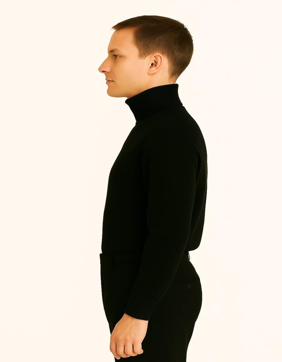 Men's Black Turtleneck Sweater – Classic Slim Fit Knit Pullover for Winter Layering - S