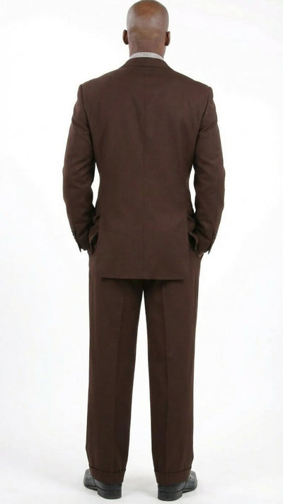 Mens 6 on 3 Style Brown Double Breasted Suit with Wide Leg Pleated Pants, Classic Formal 2 Piece Dress Suit Set