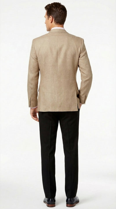 Mens Tan Blazer Sport Coat Classic Fit Beige Dress Jacket for Business, Wedding and Smart Casual Wear