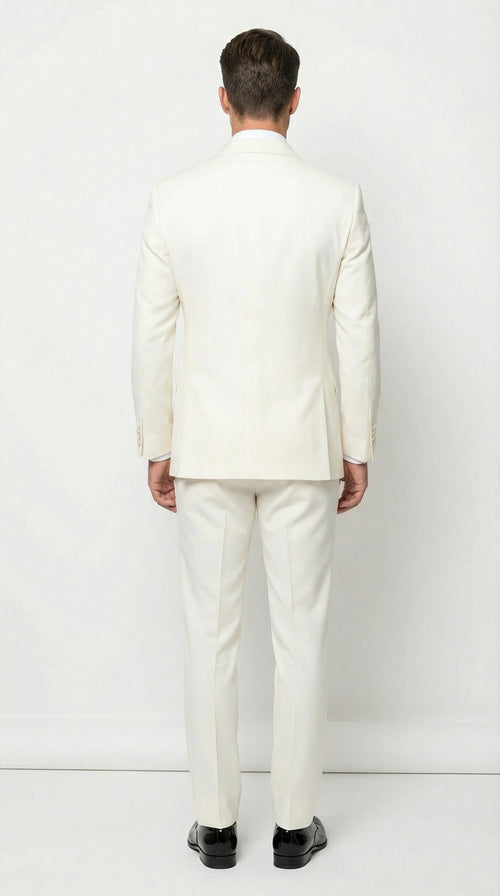 Mens ivory Cream Double Breasted Suit Classic Formal Tuxedo Style Suit for Weddings off White Color