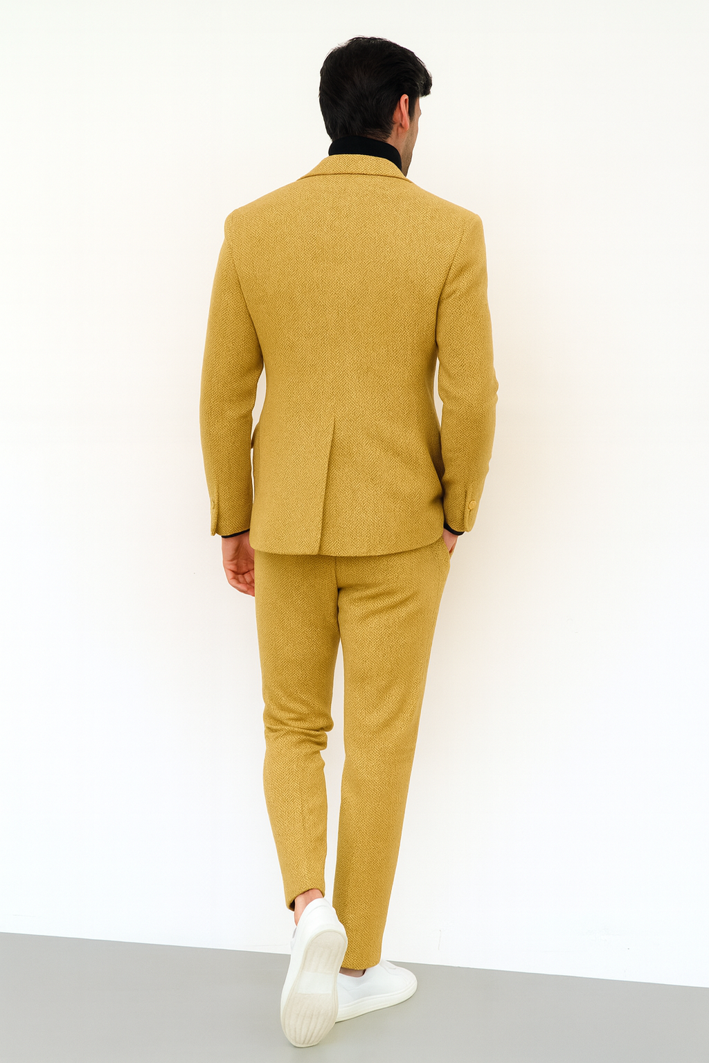 Men’s Gold Double Breasted Suit – Classic 1920s Camel Color Formal Slim Fit Suit - 34 Short or Extra Small