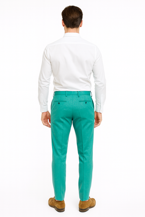 Mens Aqua Dress Pants Slim Fit Stylish Formal Trousers for Parties and Casual Wear in Turqoise Color
