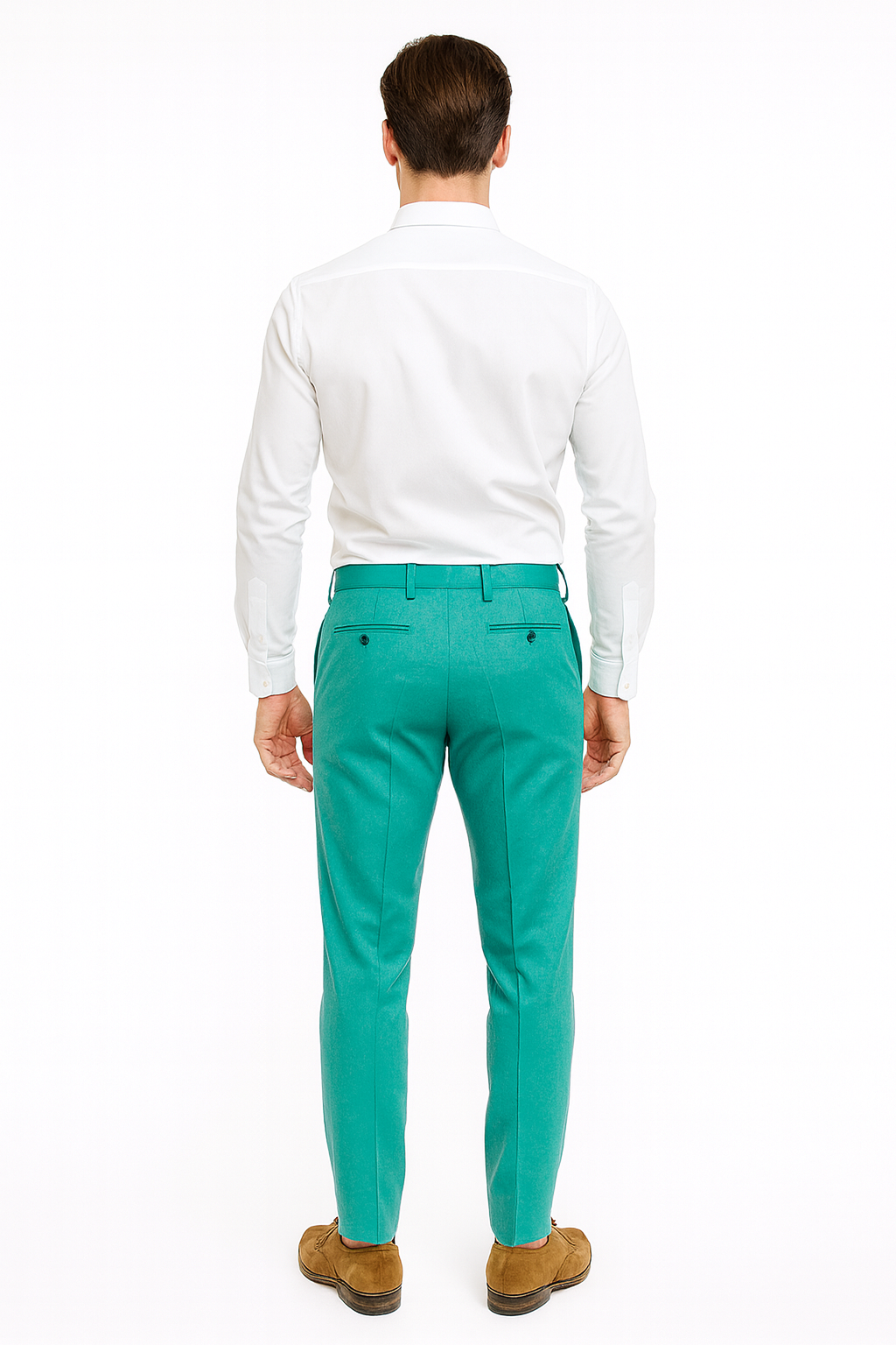 Men’s Aqua Dress Pants – Slim Fit Stylish Formal Trousers for Parties and Casual Wear in Turqoise Color - dress size pants : 28 Unfinished bottom