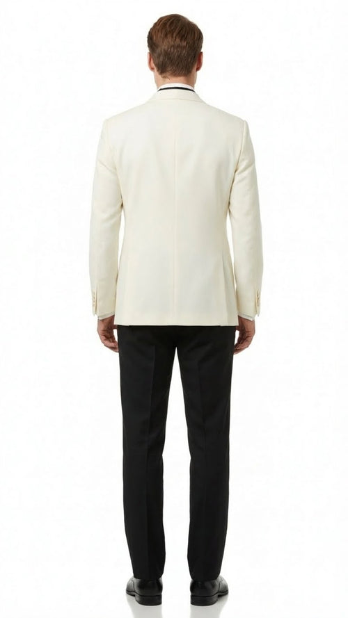 Mens Ivory Double-Breasted Shawl Lapel Tuxedo Jacket | Premium Formal Dinner Jacket for Weddings and Black-Tie Events