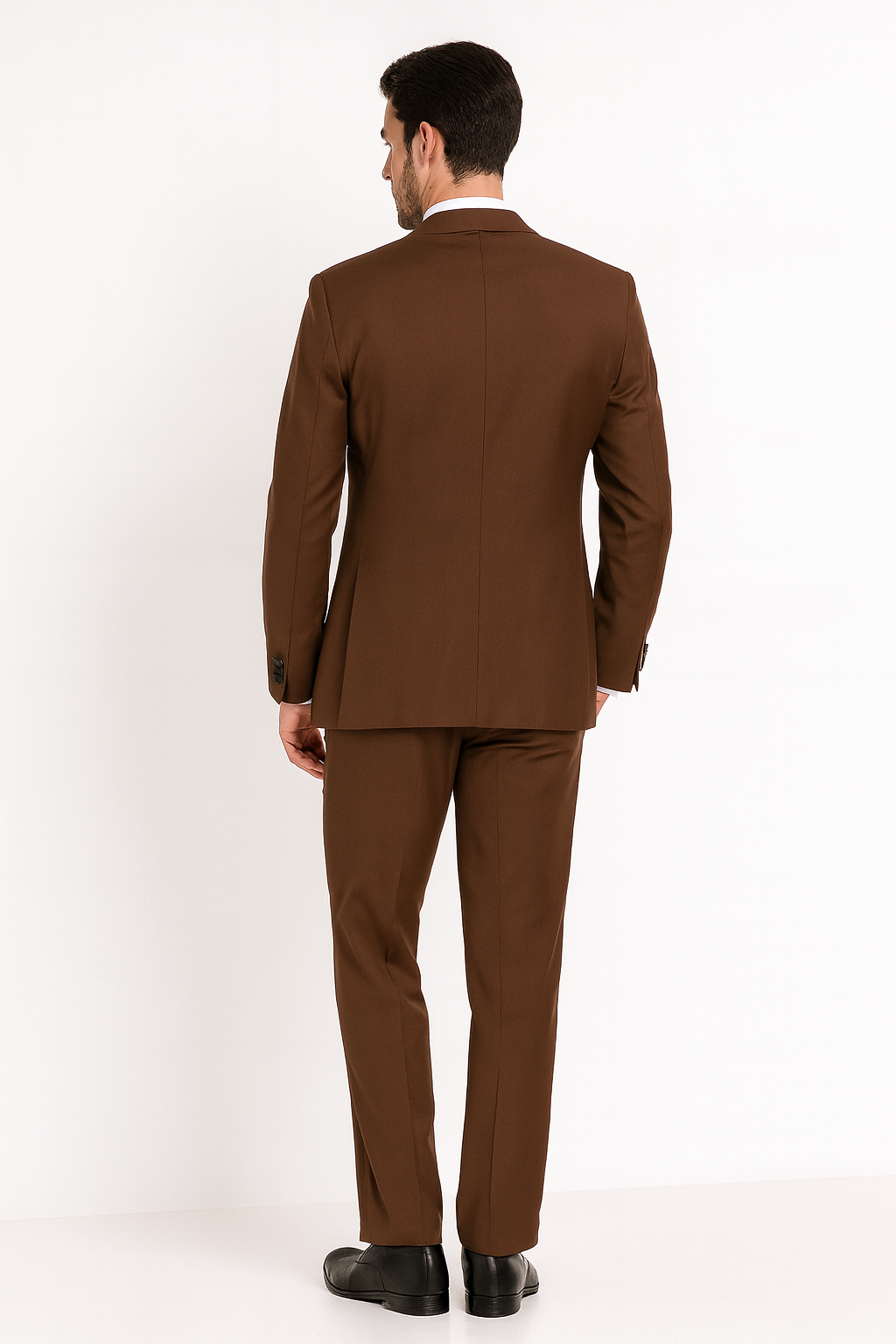 Men’s Light Brown Tuxedo Suit with Black Satin Lapel – 3 Piece Formal Wedding & Prom Outfit - Country Look - 34 Short or Extra Small