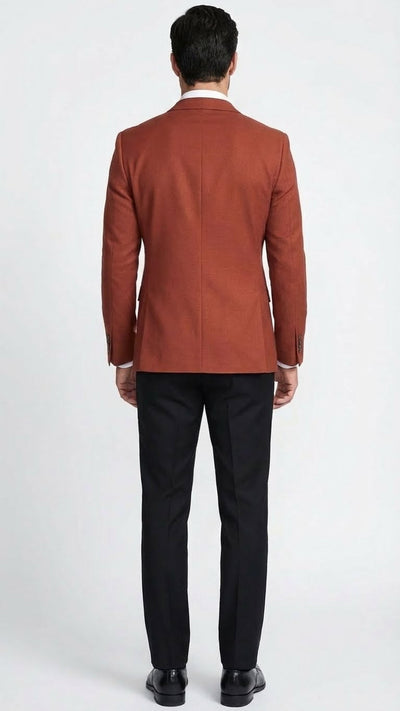 Mens Brick Copper Rust Color Blazer Slim Fit Formal and Party Wear Jacket in Burnt Orange Sport Coat