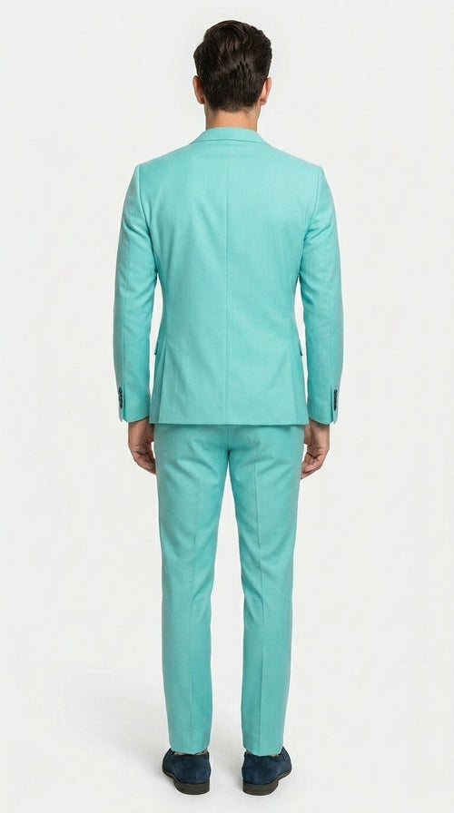 Men’s Turquoise 2 Piece Suit with Jacket and Pants, Formal Wedding Suit for Prom, Parties, Summer Events, and Special Occasions