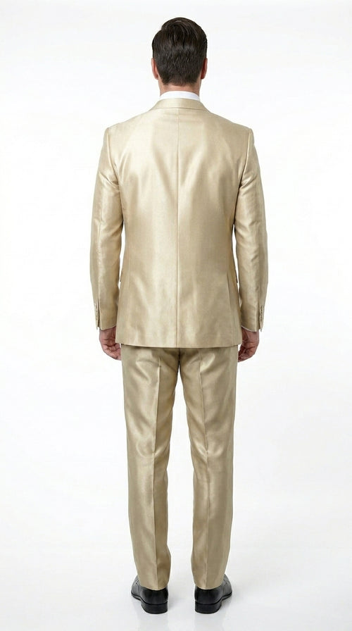 Men’s Champagne Wedding Suit with Jacket, Vest and Pants, Summer Formal Dress Suit